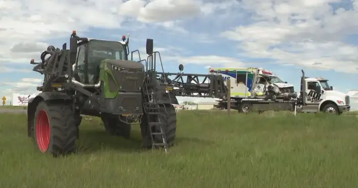 Stars airlifts patient to hospital after his ambulance, tractor collide north of Calgary