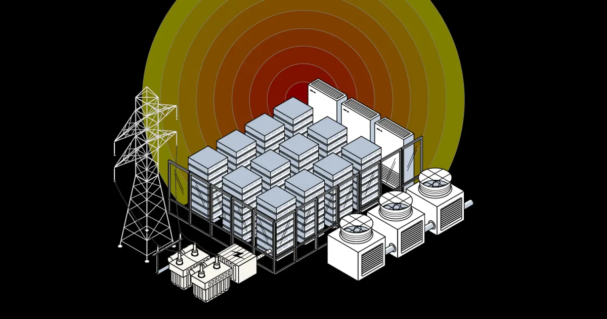 How much heat does an AI data centre produce, and where are they located?