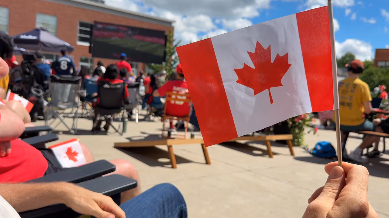 Soccer fans cheer on Team Canada at Kitchener Market