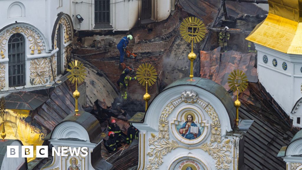 Ukraine war: Russian strikes kill 11 and damage historic Kyiv cathedral
