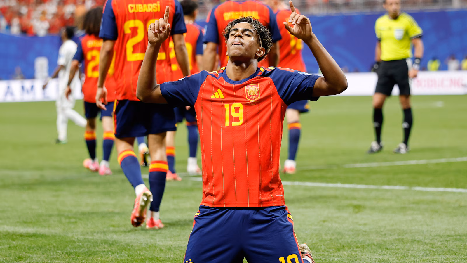 Spain star Lamine Yamal scores after 10 minutes of his first start at the World Cup