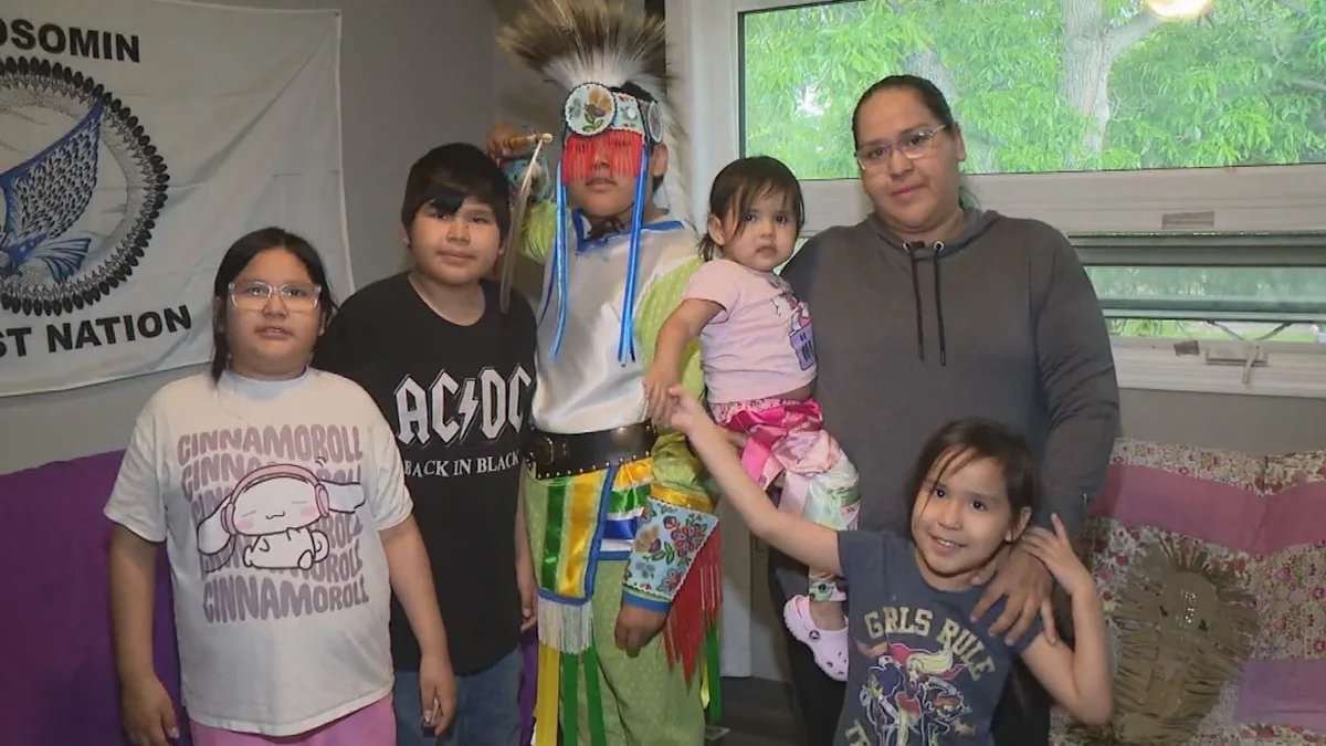 Aspiring powwow dancer uses creative material for regalia