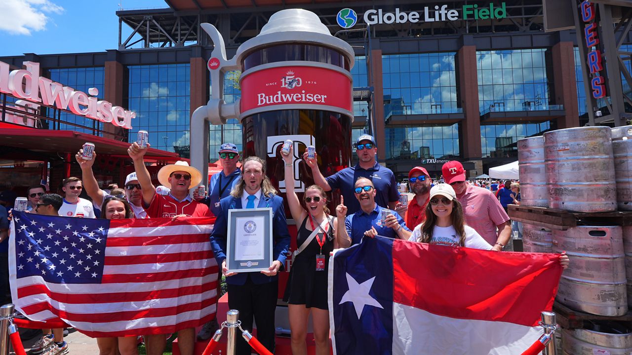 Big brew: Texas Rangers and Bud set a world record with a 12-foot tall, 600