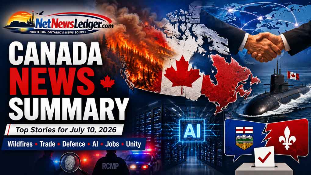 Top Canadian news for July 10, 2026: Wildfires, Saudi trade, submarines, AI, jobs and unity