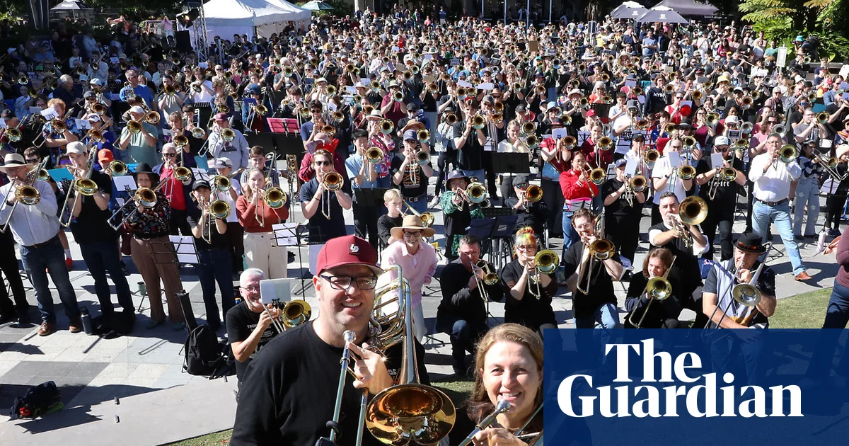 Watch more than 600 trombone players attempt to break ensemble world record in Australia