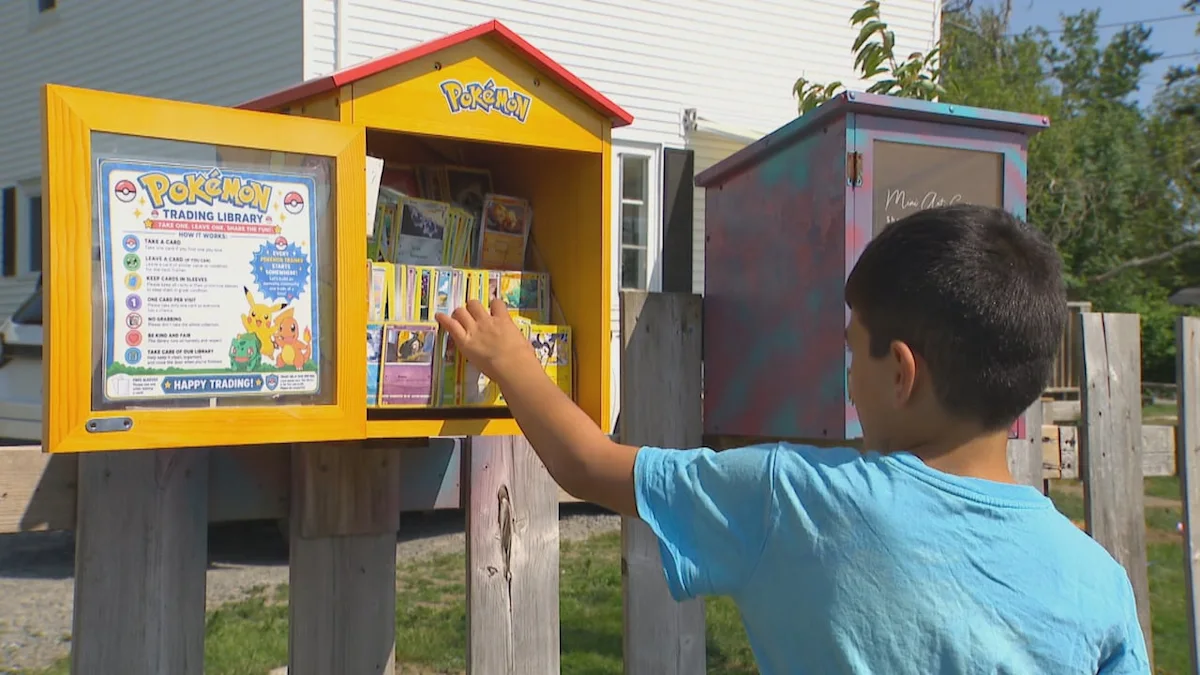 Pokemon card library building community in Herring Cove