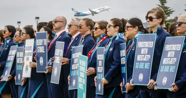 WestJet flight attendants vote in favour of strike as soon as Aug. 2