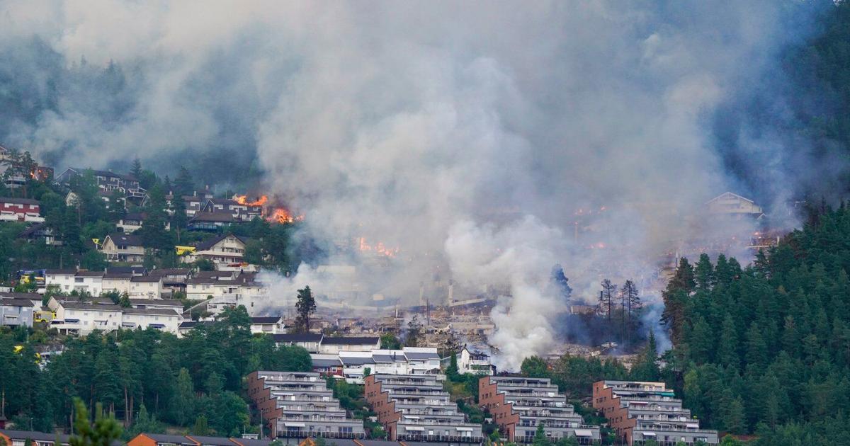 Massive fire destroys 100 homes in Norway and forces hundreds to evacuate