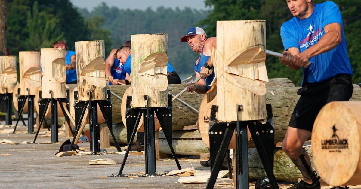 Flying axes and rolling logs at the Lumberjack World Championships, in photos