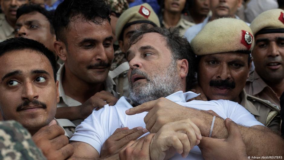 India news: Police forcibly remove Rahul Gandhi from protest