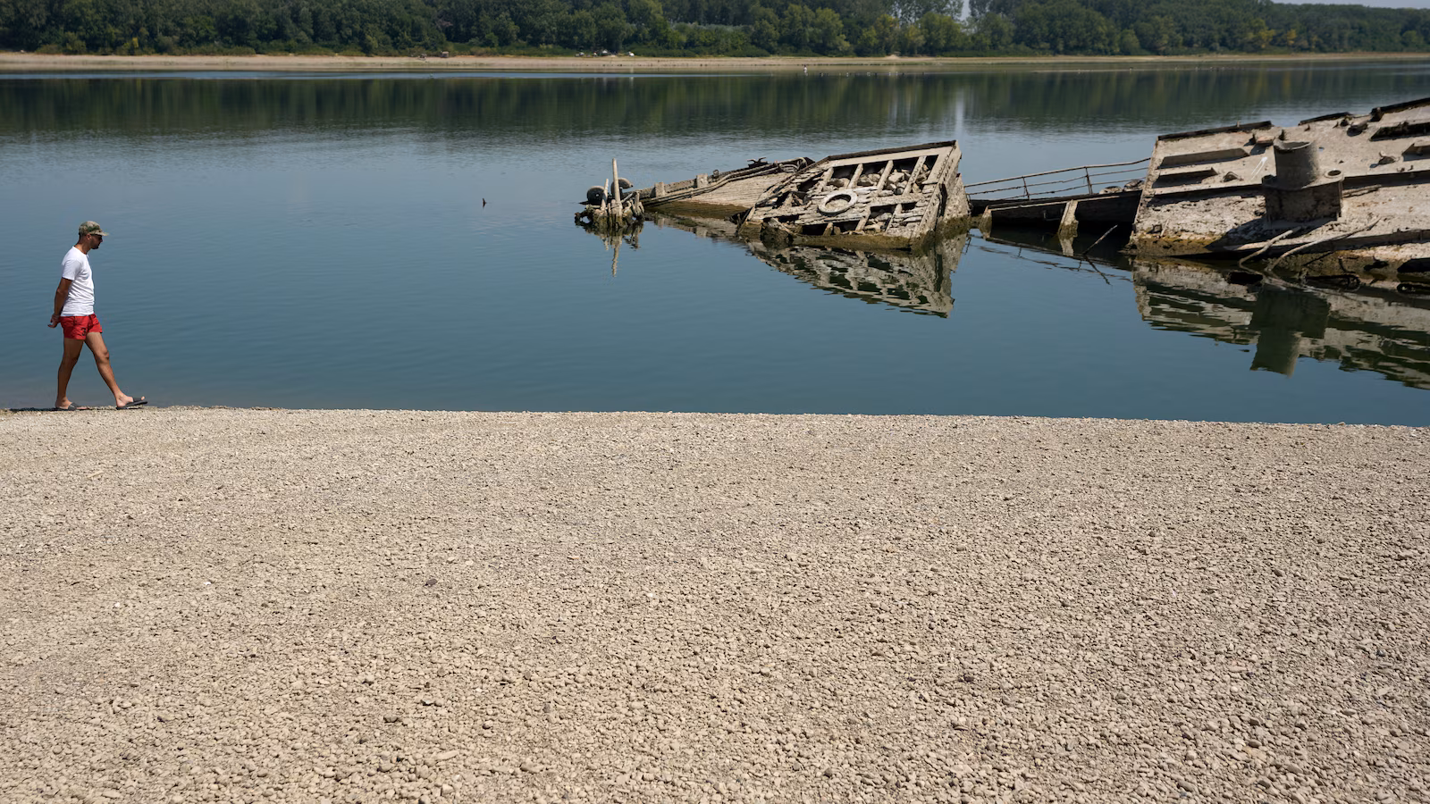 The Danube River's water is dropping so low that World War II ships are emerging