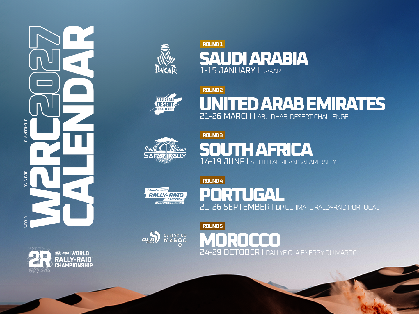 FIM World Rally-Raid Championship: 2027 W2RC Calendar: Five major events with a new rhythm