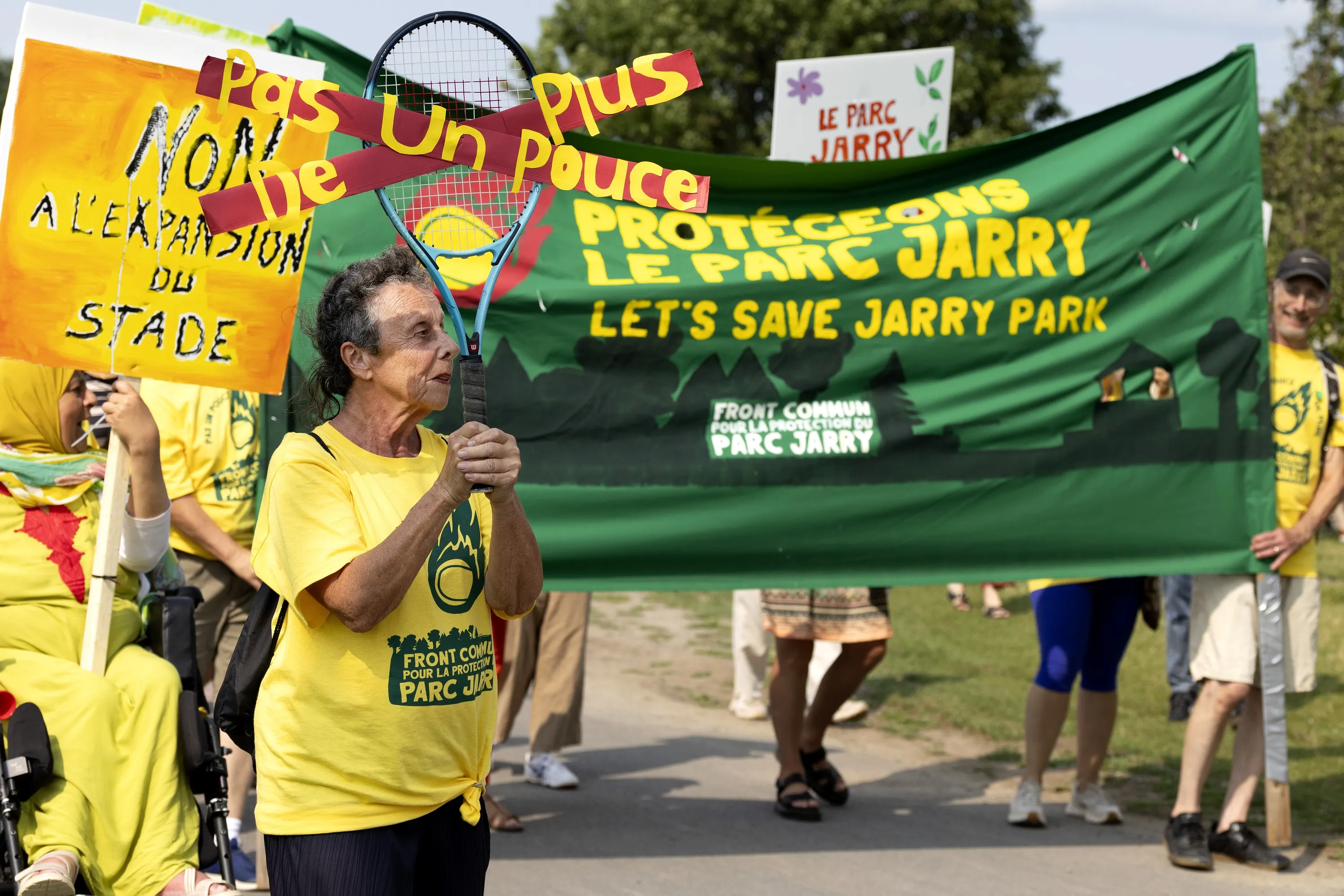 'The park belongs to the people': Protesters decry Tennis Canada's plan for new stadium in Jarry Park