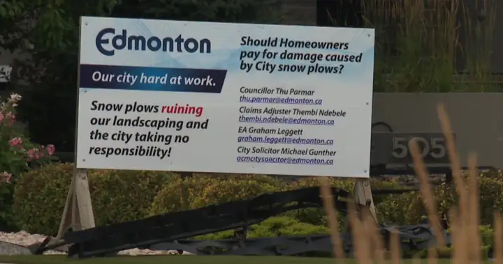 Edmonton homeowner takes snow plow damage frustrations to the street