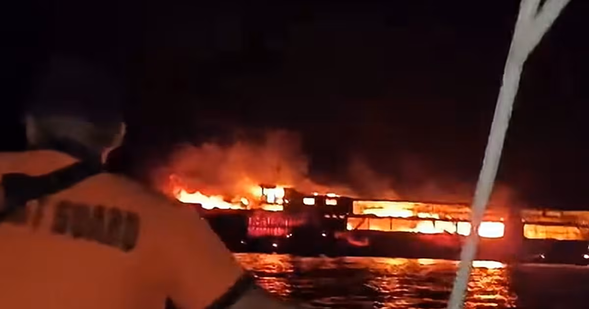 Philippine ferry fire kills 5, 87 missing: coast guard