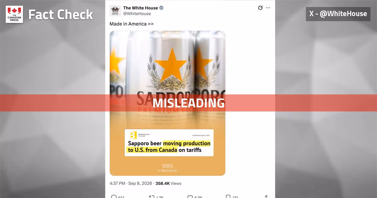 Fact File: White House claim of beer victory doused by Sapporo brewer