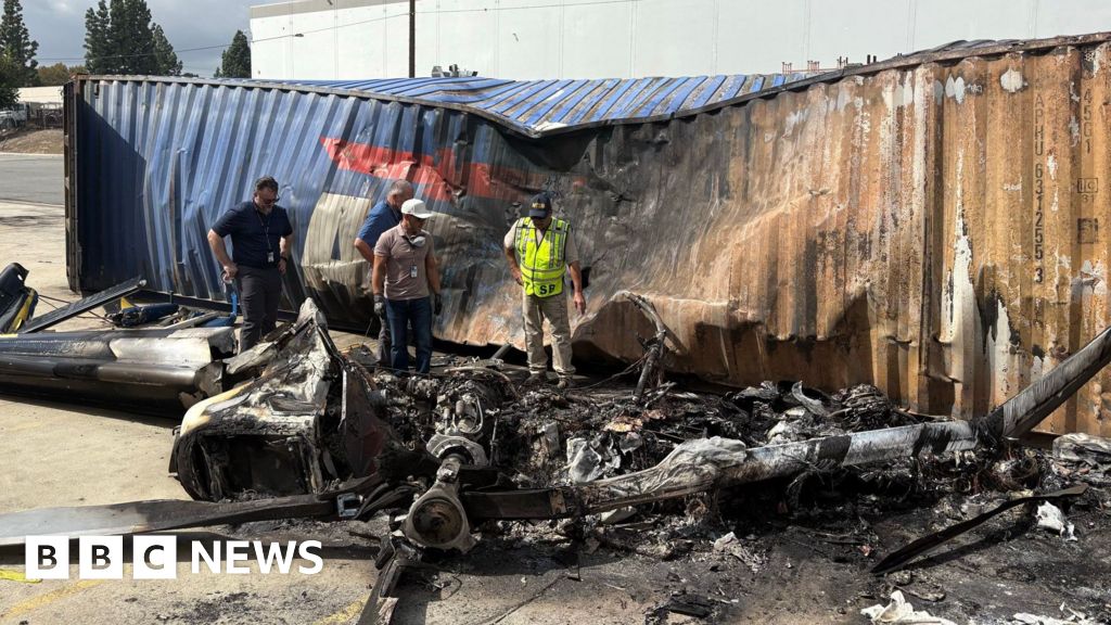 Photos show charred wreckage from deadly crash of news helicopter in LA