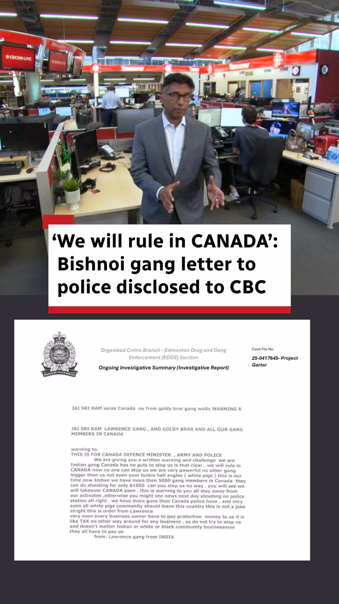 'We will rule in CANADA': Bishnoi gang letter to police disclosed to CBC News