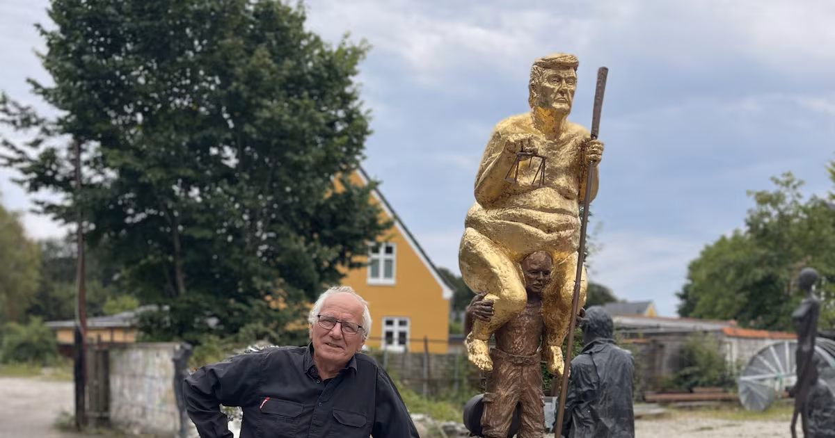 ‘King of Injustice’: Golden naked Trump statue installed at European Parliament