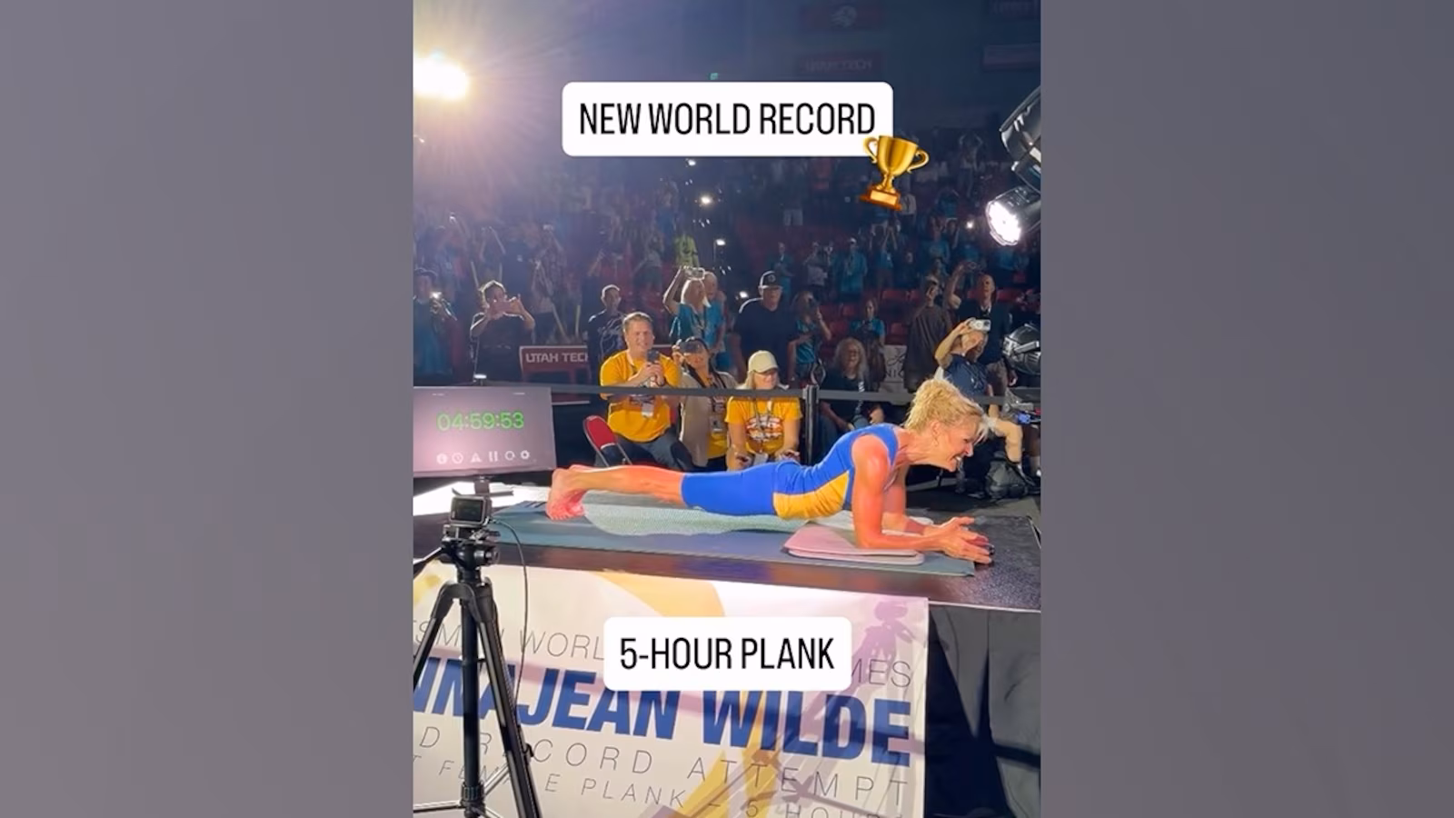 Grandmother of 12 holds plank for 5 hours in new world record attempt