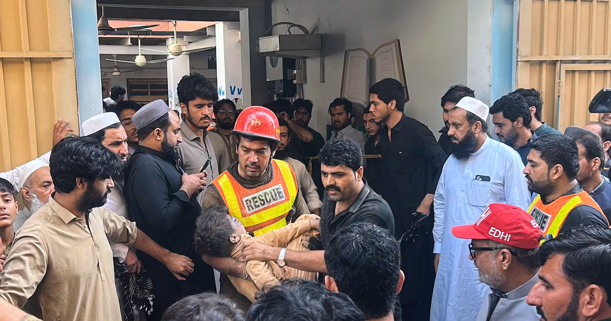 School roof collapse in Pakistan kills 34 children, injures more than 50 other people