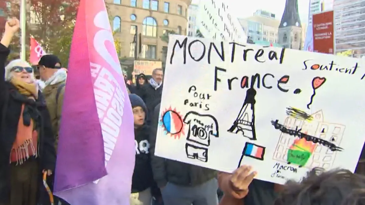 Montrealers rally to support ongoing student protests in France